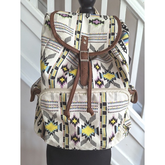 The Unbranded Brand Handbags - Unbranded Off White Multicolor Southwestern Style Backpack Bag
